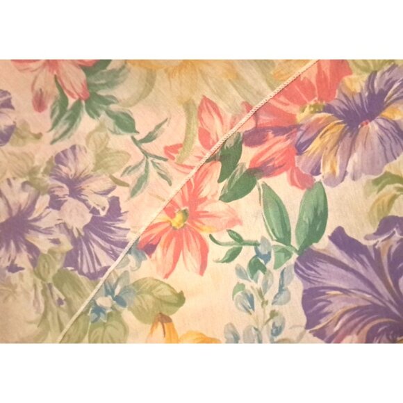 Round Floral Tablecloth Pastel Spring Pink Yellow Purple Cottage Country 69" - Picture 4 of 4